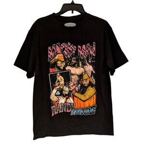 Macho Man Randy Savage Collage Black T Shirt Mens Medium WWE Wrestling
